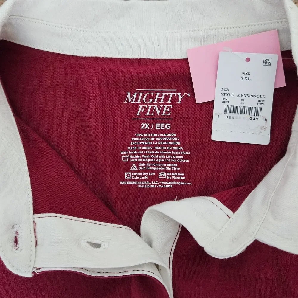 Mighty Fine Burgundy Long Sleeve Shirt with Pink Number 10 Size 2X